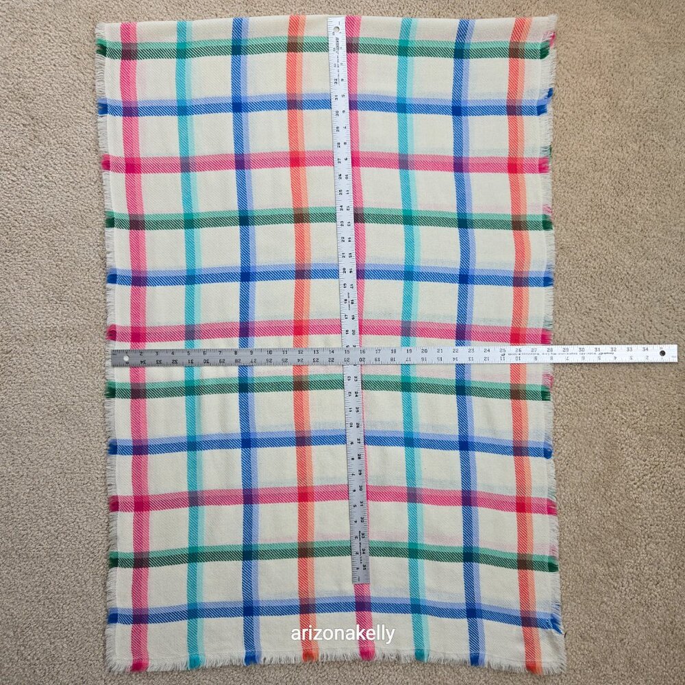 NWT Talbots 100% Wool Scarf Colorful Plaid - Picture 4 of 10
